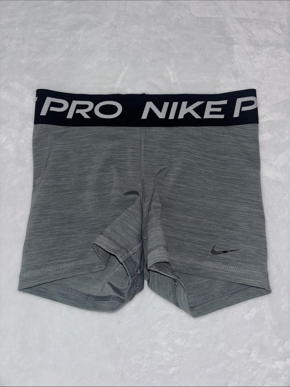 Nike Pro Heather Gray Compression Shorts with Black Waistband